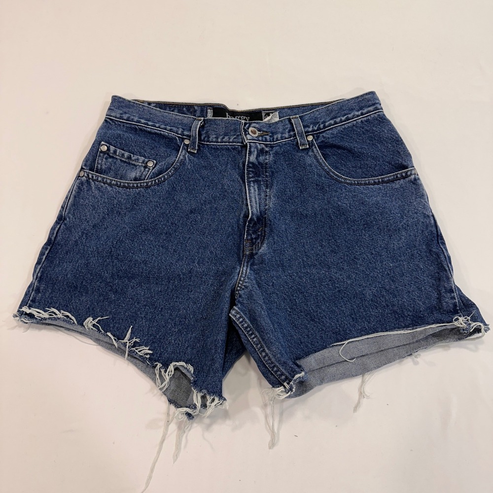 Levis Silver Tab Baggy Denim Shorts Womens 34 Blue Raw Hem Cut Off | 90s Grunge
